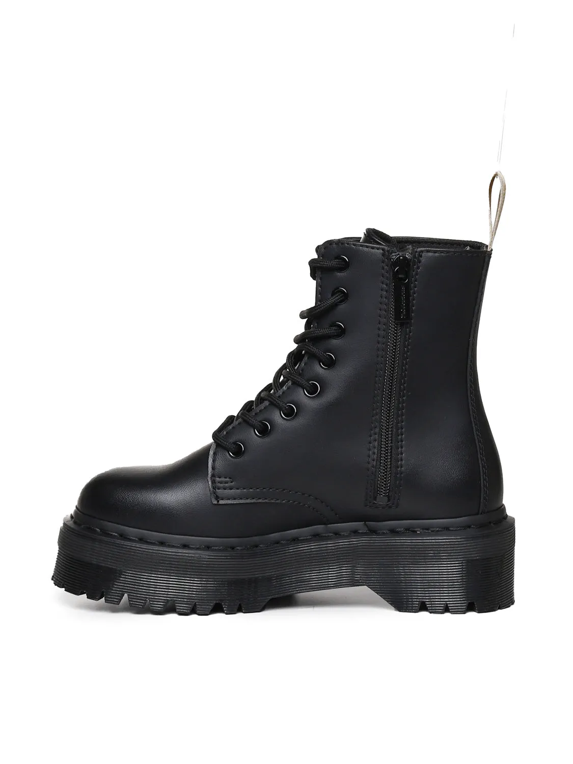 Eco-Leather Black Platform Zip Boots