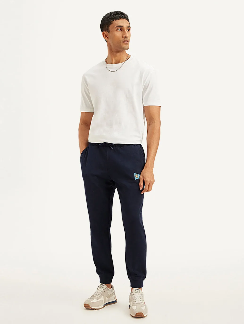 Men's Navy Solid Utility Joggers